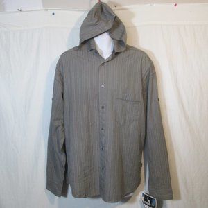 Kuhl Mens Kosmo Hooded Button Up Shirt Long Sleeve XL Gray Casual Hike New!